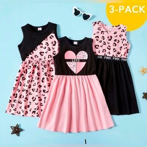 Kid girls sleeveless three pieces dress set